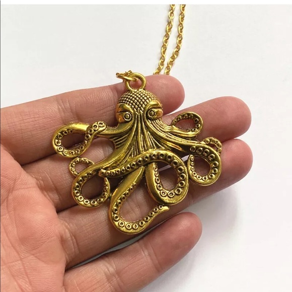 Nautical Octopus Silver Tone Necklace - Picture 4 of 7